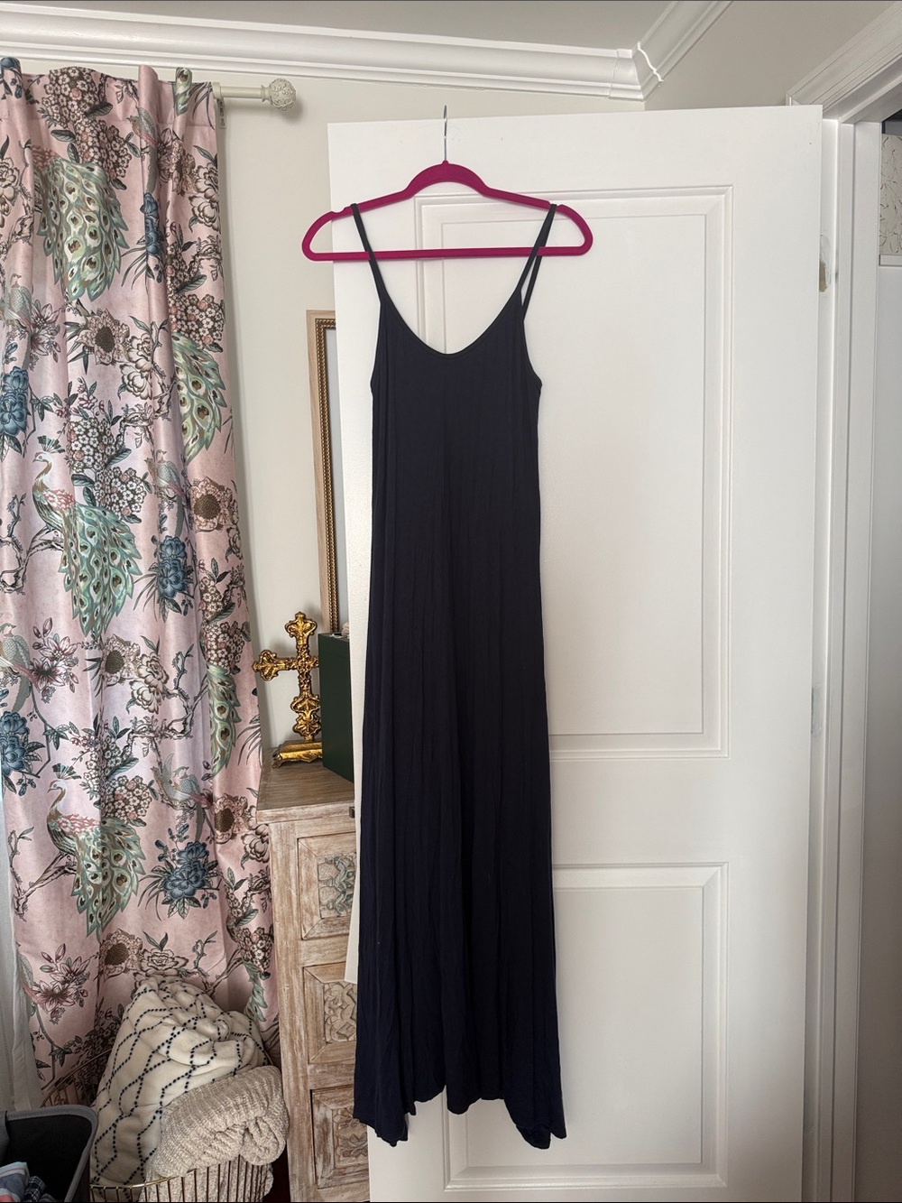 Women’s Navy Maxi Slip Dress with Spaghetti Straps